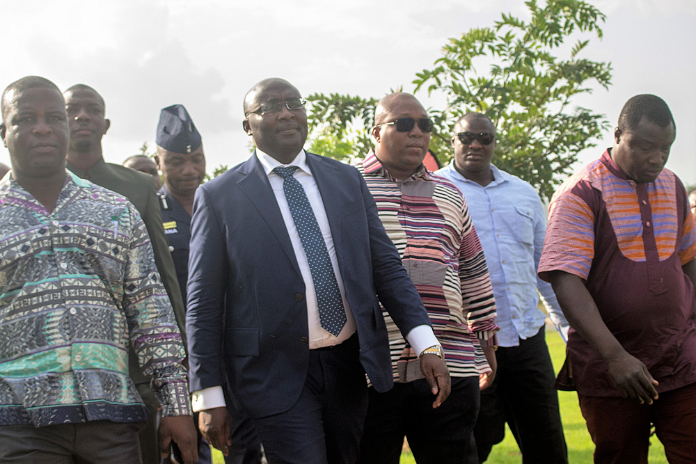 H.E. the Vice President Dr Alhaji Mahamudu Bawumia being escorted to the event grounds on his arrival